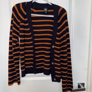 Bobeau Striped Button Uo Cardigan Knit Sweater XL